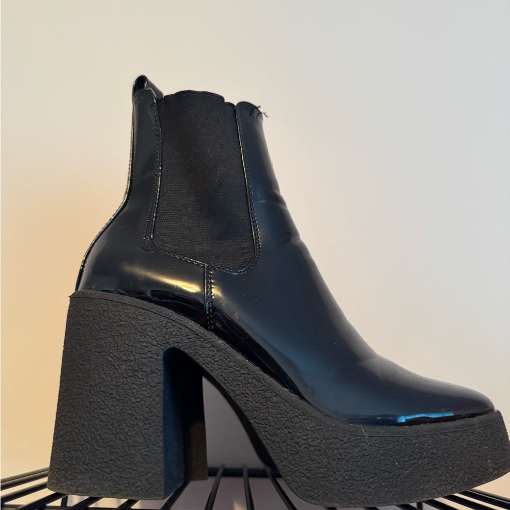 Ardene Glossy Black Platform Boots